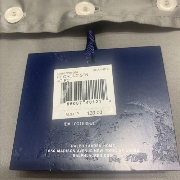 NEW Ralph Lauren RL Organic Cotton Sateen Graphite 2 King Pillowcases $130